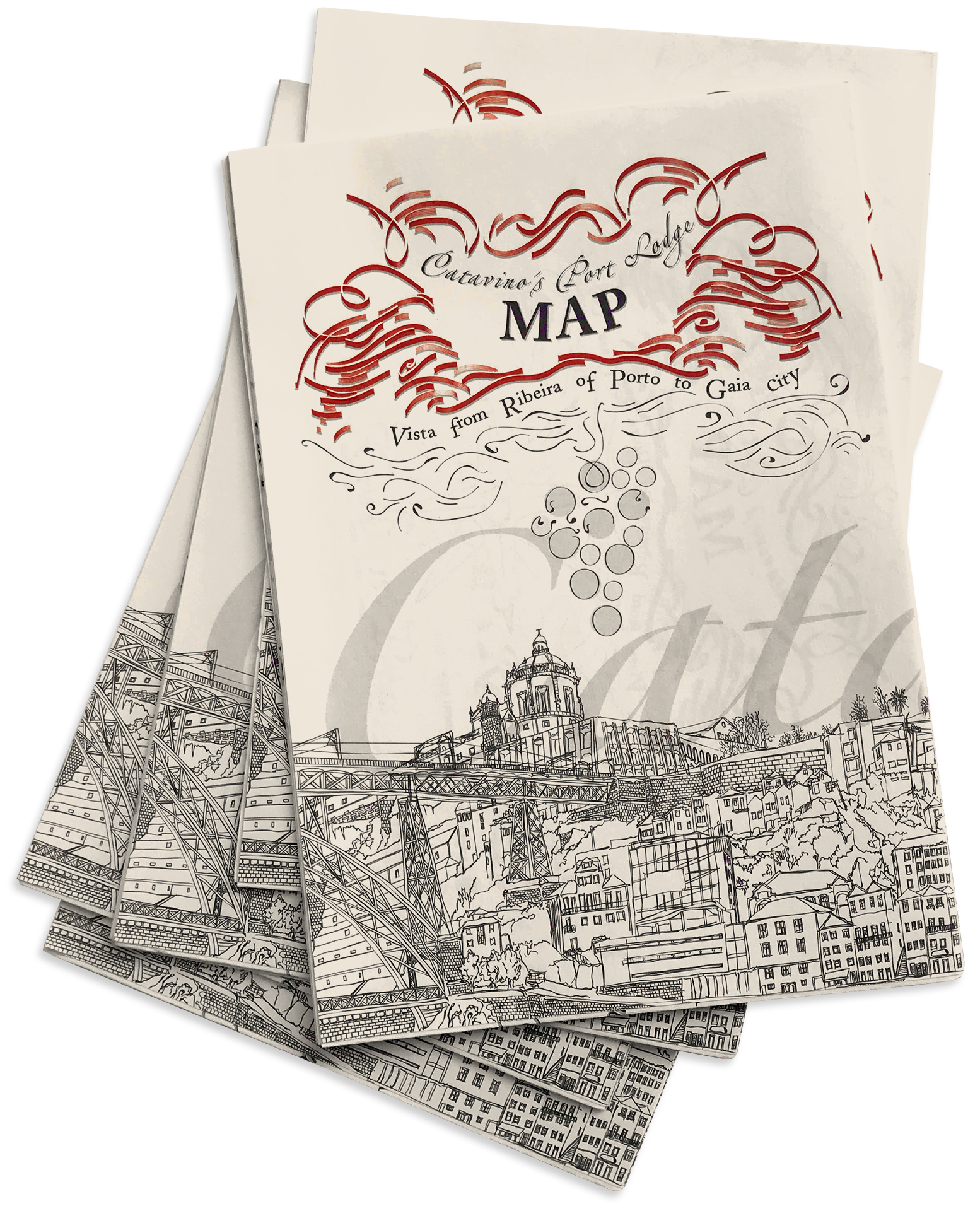 Mapa das Caves de Vinho do Porto Catavinos Port Lodge Map Paper Folded